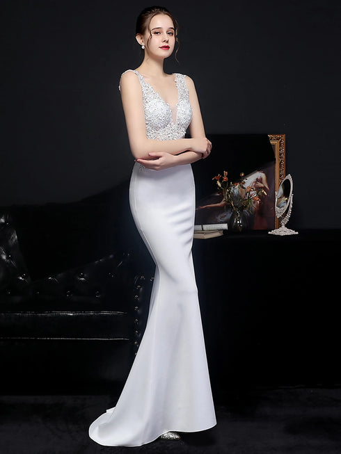 Sexy Elegant Luxury Wedding Evening Long Dresses for Women Rhinestone Prom Party Dresses Summer Dress